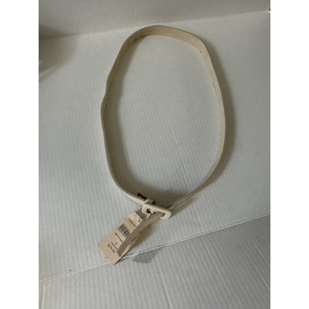 Coldwater Creek Belt Women Size L (14–16) White Leather Textured Slim NWT Chic